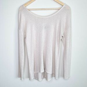 Moa Moa Bow Detail Pullover Sweater in Cream Color Womens Size Medium